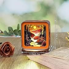 3D Puzzle Nightlight-DIY LED Light 3D Autumn Forest Wooden Jigsaw Puzzle-Art Lamp and Craft Kits for Kids and Adults-Birthday Gifts Toys-Home Desk Decor Family Game